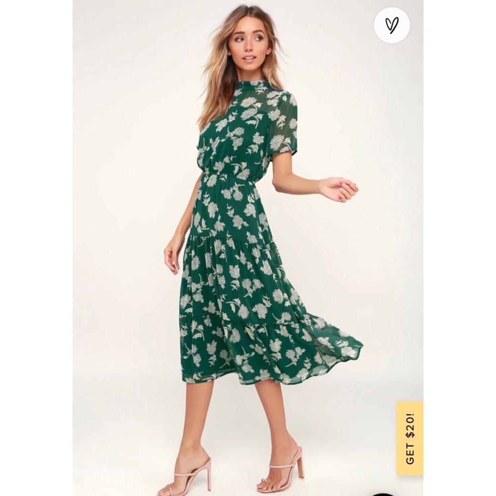 Midi Green Floral Lulu’s Dress